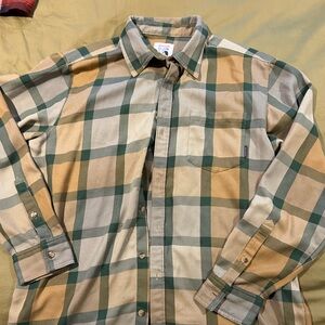 Burton men’s gold and green dry ride flannel